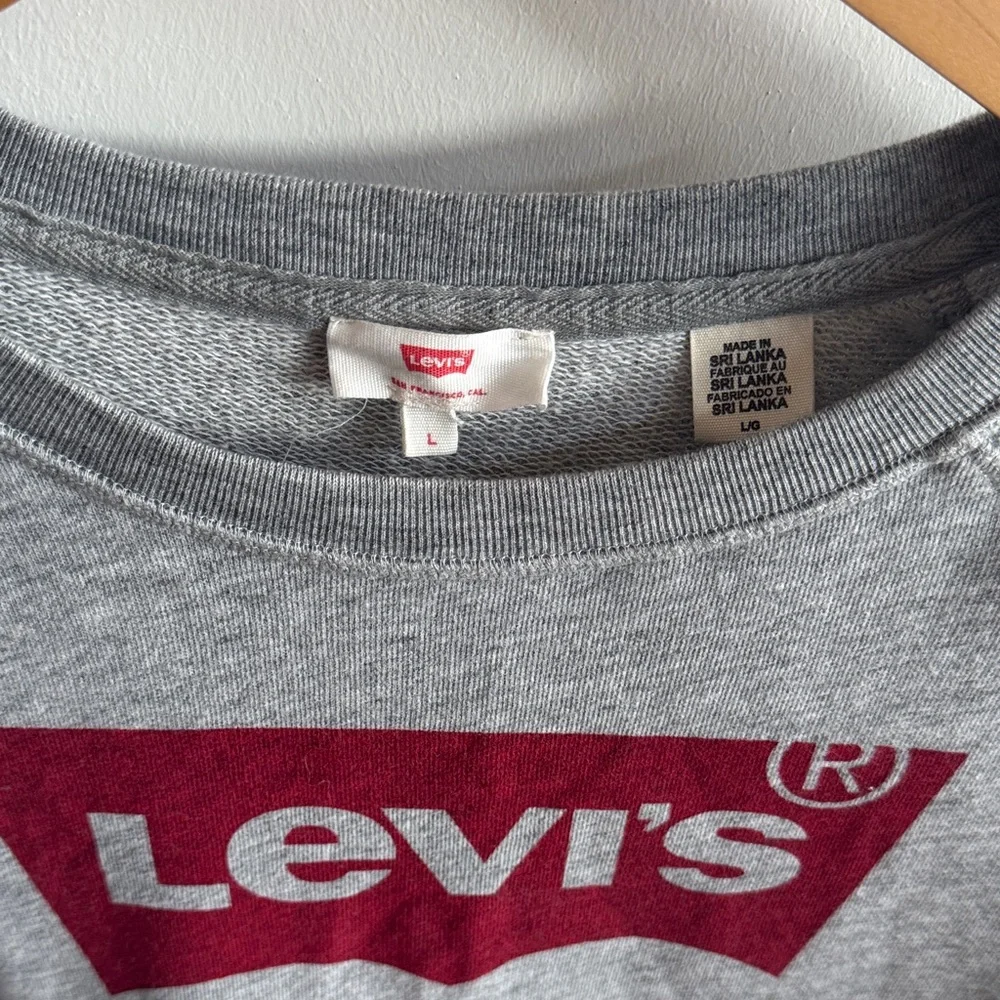 🩶 Levi’s Gray Crew Neck Sweater with Red Logo
Size Large – Women’s - Picture 2 of 7